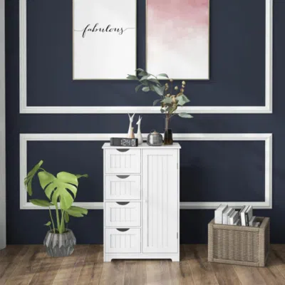 Hivvago Standing Indoor Wooden Cabinet With 4 Drawers-white