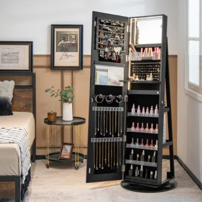 Hivvago Standing Jewelry Cabinet With Adjustable Led Lights-black