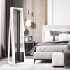 Hivvago Standing Lockable Jewelry Storage Organizer With Full-length Mirror-white