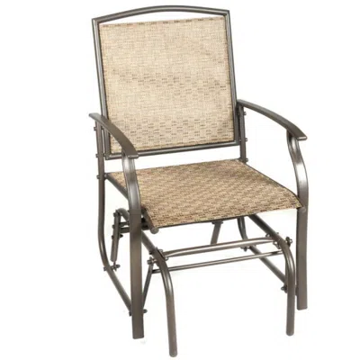 Hivvago Steel Frame Garden Swing Single Glider Chair Rocking Seating In Brown