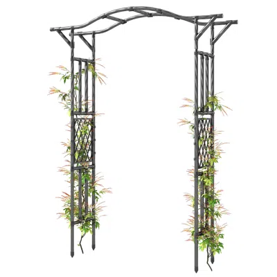 Hivvago Steel Garden Arch Trellis With Extended Top In Brown