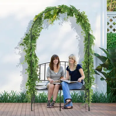 Hivvago Steel Garden Arch With 2-seat Bench In Green