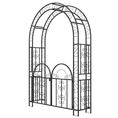 Hivvago Steel Wedding Arch Stand With Gate In Black