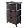 Hivvago Storage Rack With 3 Foldable Corn Husk Baskets Black And Chocolate