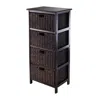 Hivvago Storage Rack With 4 Foldable Corn Husk Baskets Black And Chocolate