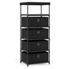 Hivvago Storage Tower With Fabric Drawers, Rustic Wood Top & Metal Frame - Ideal For Small Spaces In Black
