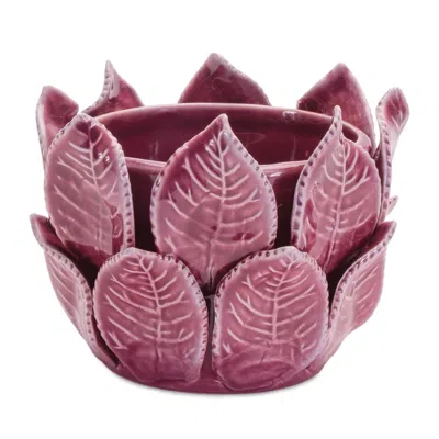 Hivvago Storeware Bud Vase With Leaves Accent (set Of 2) In Pink