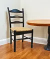 Hivvago Straw And Black Wood Ladder Back Dining Side Chair In Black
