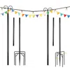 Hivvago String Light Poles 2 Pack Outdoor Metal Poles With Top Arc Hook And 5-prong Base-8 Ft
