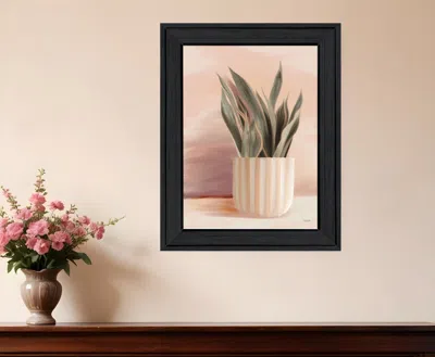 Hivvago Striped Bohemian Plant Black Framed Print Wall Art