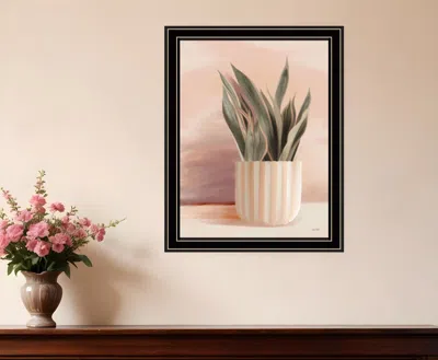 Hivvago Striped Bohemian Plant Black Framed Print Wall Art