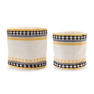 Hivvago Striped Cotton Basket (set Of 2) In Neutral