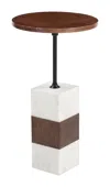 Hivvago Stuk Side Table Brown & White In Brown