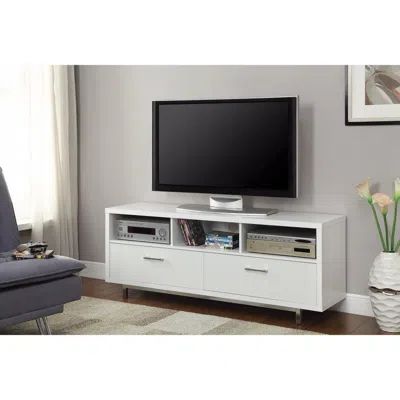 Hivvago Stunning White Tv Console With Chrome Legs