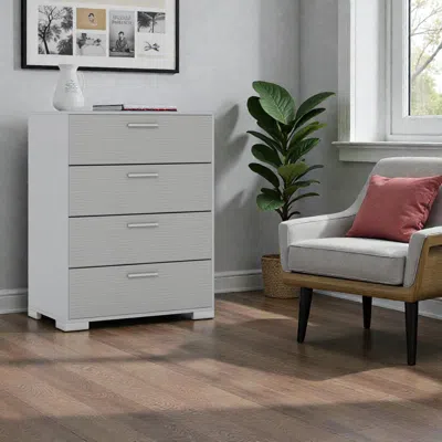 Hivvago Sturdy 4-drawer Cabinet With Handles And Anti-tipping Design In White