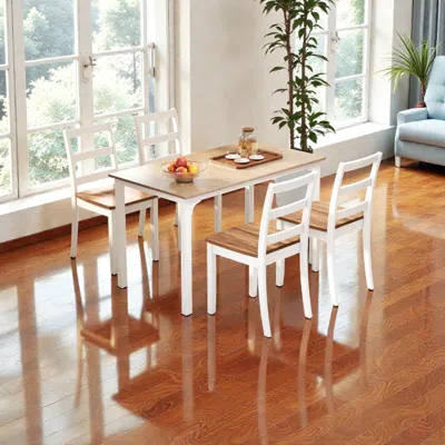Hivvago Sturdy 4-piece Rubber Wood Dining Chair Set For Kitchen And Dining Room In White