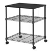 Hivvago Sturdy Black Metal Wood Printer Stand Cart With 2-shelves And Locking Casters In Black