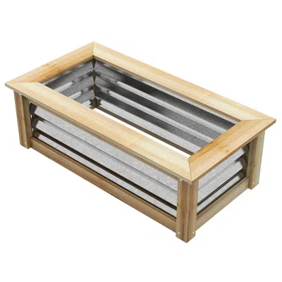 Hivvago Sturdy Metal-wood Garden Bed In Gray