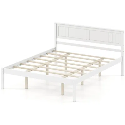 Hivvago Sturdy Wooden Bed Frame With Headboard And Slat Support In Multi