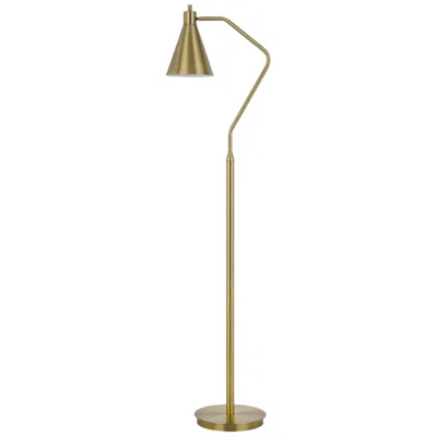 Hivvago Sty 63 Inch Task Floor Lamp, Swivel Brass Shade Angled Metal Pole In Gold