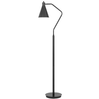 Hivvago Sty 63 Inch Task Floor Lamp, Swivel Gray Shade, Angled Thin Metal Pole In Black