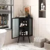 Hivvago Stylish 22.25 Corner Cabinet With Tempered Glass Door