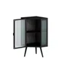 Hivvago Stylish 22.25 Corner Cabinet With Tempered Glass Door In Black