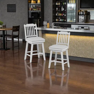 Hivvago Stylish 25-inch Counter Height Stools With Cushioned 360° Rotating Seat - Set Of 2 In White