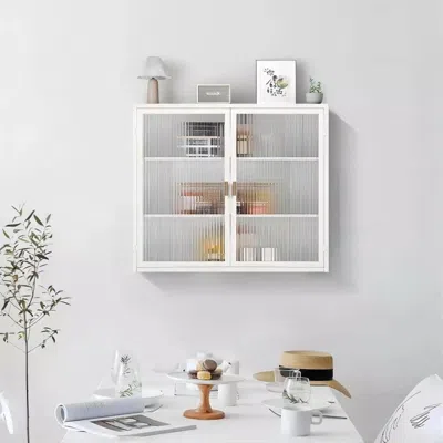 Hivvago Stylish 27.56 Modern Wall Cabinet With Glass Doors