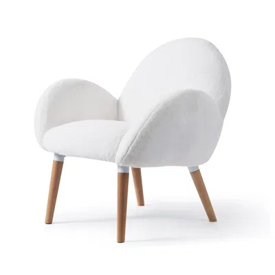 Hivvago Stylish Beech Wood And Imitation Lamb Fabric Sofa Chair In White