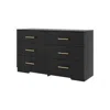 Hivvago Stylish Black 6 Drawer Dresser With Gold Handles In Black