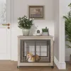 Hivvago Stylish Dog Crate Side Table On Wheels In Gray