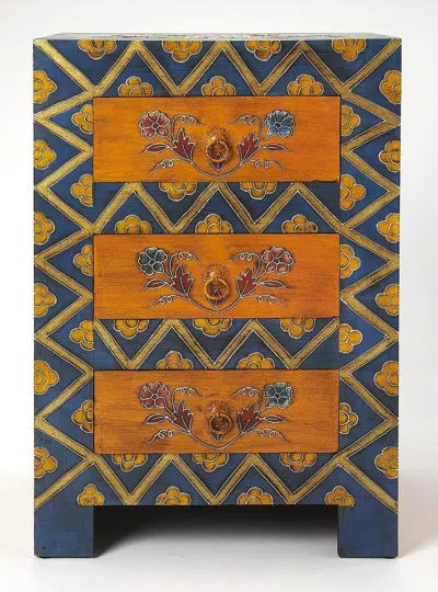 Hivvago Stylish Hand Painted 3 Drawer Accent Cabinet In Blue