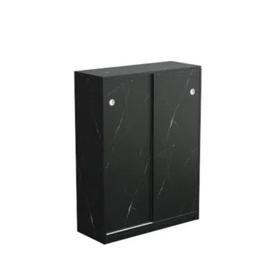 Hivvago Stylish Marble Black Shoe Cabinet With Sliding Door