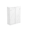 Hivvago Stylish Marble White Shoe Cabinet With Sliding Door In White