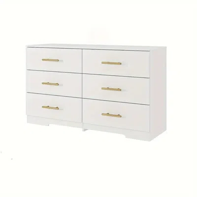 Hivvago Stylish White 6 Drawer Dresser With Gold Handles
