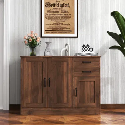 Hivvago Stylish Wood Buffet Sideboard With 2 Doors 1 Storage And 2 Drawers In Brown