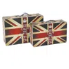 Hivvago Suitcase With Union Jack Print Canvas Upholstery, Multicolor, Set Of 2