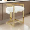 Hivvago Suki 26 Inch Counter Height Chair, White Faux Fur, Gold Cantilever Base In Gold