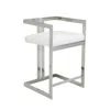 Hivvago Suki 26 Inch Counter Stool Chair, White Faux Leather, Stainless Steel In Gray