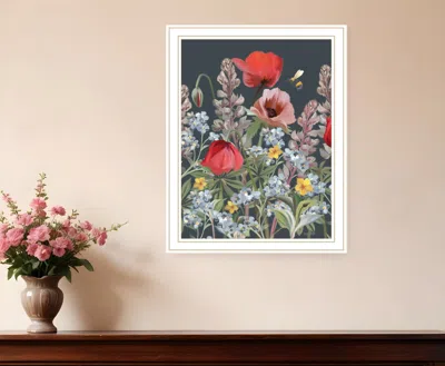Hivvago Summer Garden Buzz White Framed Print Wall Art In Multi