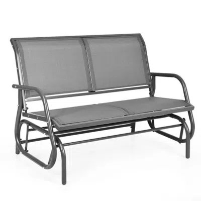 Hivvago Swing Glider Chair 48 Inch Loveseat Rocker Lounge Backyard-black In Brown