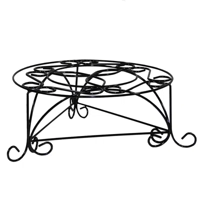 Hivvago Swirl Mosaic Iron Frame Plant Stand, Glossy Black