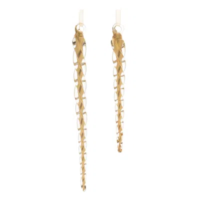 Hivvago Swirled Glass Icicle Ornament (set Of 12) In Gold