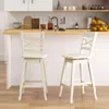 Hivvago Swivel 24-inch Counter Height Stool Set Of 2 With Inclined Backrest-white