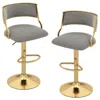Hivvago Swivel Bar Stool Set Of 2 Dutch Velvet Height Adjustable Island Stools-grey