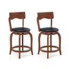 Hivvago Swivel Bar Stools Set Of 2 - Upholstered Seat With Solid Rubber Wood Frame In Brown