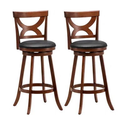Hivvago Swivel Bar Stools Set Of 2 With Soft Cushion And Elegant Hollow Backrest-29 Inches