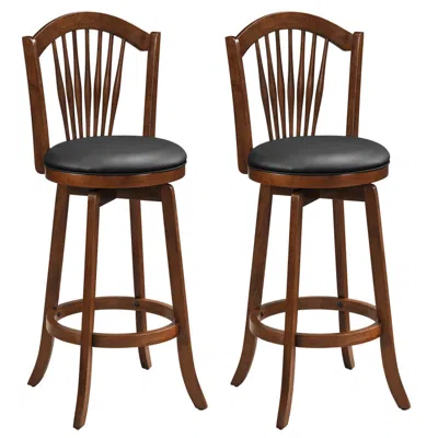 Hivvago Swivel Bar Stools With Backrests And Wood Frame For Kitchen Island