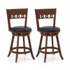 Hivvago Swivel Bar Stools With Rubber Wood Frame - Counter Height Chairs With Padded Seat & Backrest-24.5 In In Brown